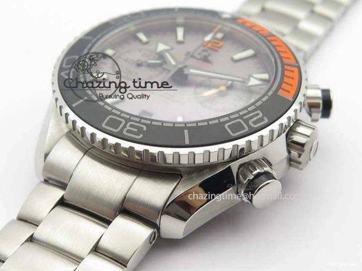 0412 Planet Ocean Master Chronometer Chrono SS OM 1:1 Best Edition Gray Dial On SS Bracelet A Reliable 8180